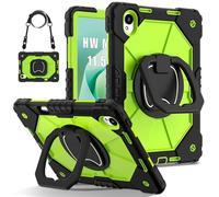 CSHNB For Huawei Matepad 11.5S WiFi: TGR-W09 11.5" (2024 Release) Case Built-in Pencil Holder Rugged Shockproof Cover,Protective Case W 360 Swivel Kickstand+Hand Strap+Shoulder Strap(Black+Green)