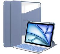 CSHNB For iPad Air 11 Inch 7th (M3) 2025/ 6th (M2) 2024 Case with Keyboard & Pen Holder, Folio Keyboard Cover with Pencil Holder For iPad Air 11-Inch M3/M2 (2025/2024)(Purple)