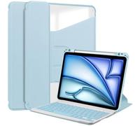 CSHNB For iPad Air 11 Inch 7th (M3) 2025/ 6th (M2) 2024 Case with Keyboard & Pen Holder, Folio Keyboard Cover with Pencil Holder For iPad Air 11-Inch M3/M2 (2025/2024)(Sky Blue)