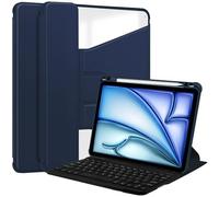 CSHNB For iPad Air 11 Inch 7th (M3) 2025/ 6th (M2) 2024 Case with Keyboard & Pen Holder, Folio Keyboard Cover with Pencil Holder For iPad Air 11-Inch M3/M2 (2025/2024)(Dark Blue)