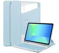 CSHNB For Samsung Galaxy Tab S10 Lite /S10 FE / S9FE/S9 11inch Case with Detachable Wireless Keyboard + Pen Holder, 360 Degree Swivel Stand Smart Tablet Cover W Auto Sleep/Wake(Sky Blue)