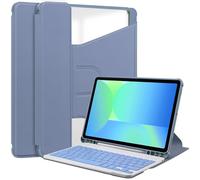 CSHNB For Samsung Galaxy Tab S10 Lite /S10 FE / S9FE/S9 11inch Case with Detachable Wireless Keyboard + Pen Holder, 360 Degree Swivel Stand Smart Tablet Cover W Auto Sleep/Wake(Purple)