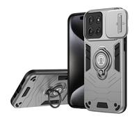 CSHNB Funda for Motorola Moto G56 con Soporte y Cubierta Deslizante for cámara, Funda Protectora Resistente a Prueba de Golpes de Grado Militar Compatible con teléfono Motorola Moto G56(Silver)