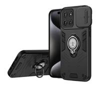 CSHNB Funda for Motorola Moto G56 con Soporte y Cubierta Deslizante for cámara, Funda Protectora Resistente a Prueba de Golpes de Grado Militar Compatible con teléfono Motorola Moto G56(Svart)