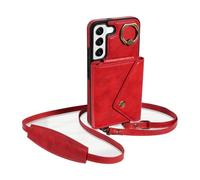 CSHNB Funda para teléfono Funda Tipo Cartera Compatible con Samsung Galaxy S23 FE con Soporte Giratorio de 360°, Soporte y 6 Ranuras for Tarjetas, con Textura de Lichi. Protección Duradera(Rosso)