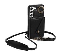 CSHNB Funda para teléfono Funda Tipo Cartera Compatible con Samsung Galaxy S23 FE con Soporte Giratorio de 360°, Soporte y 6 Ranuras for Tarjetas, con Textura de Lichi. Protección Duradera(Svart)