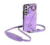 CSHNB Funda para teléfono Funda Tipo Cartera Compatible con Samsung Galaxy S23 FE con Soporte Giratorio de 360°, Soporte y 6 Ranuras for Tarjetas, con Textura de Lichi. Protección Duradera(Purple)
