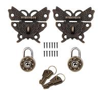 Csirnto Antiguo Retro Pestillo 2 Piezas de Mariposa Pestillo 2 Piezas Candado Vintage Mini Candado Cerrojo Decorativo para Caja de Madera Gabinete