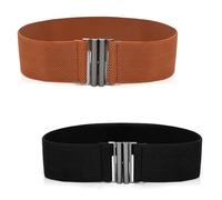 Csirnto Elásticos de Cincha 2 Piezas Cinturones Elásticos para Mujer Cinturón Ajustable Correas de Cintura Cinturones de Vestir Vintage Cinturón Ancho para Pantalones de Mezclilla y Vestidos