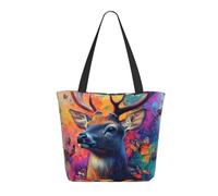 CSIVKEJ Bolsa grande para mujer, bolsa de playa portátil, reutilizable, bolsas de compras, Deer and Butterflies 3, Talla única