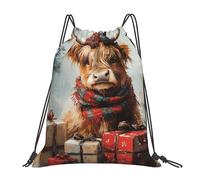 CSIVKEJ Bolsas con cordón para gimnasio, deportes, viajes, trabajo, bolsa de yoga, unisex, para adultos, Christmas Highland Cow 5, Talla única