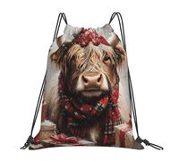 CSIVKEJ Bolsas con cordón para gimnasio, deportes, viajes, trabajo, bolsa de yoga, unisex, para adultos, Christmas Highland Cow 4, Talla única