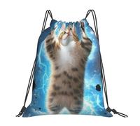 CSIVKEJ Bolsas con cordón para gimnasio, deportes, viajes, trabajo, bolsa de yoga, unisex, para adultos, Cool Lightning Cat 14, 36x43cm