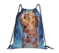 CSIVKEJ Bolsas con cordón para gimnasio, deportes, viajes, trabajo, bolsa de yoga, unisex, para adultos, Cool Lightning Cat 13, 36x43cm