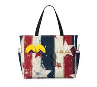 CSIVKEJ Bolsas de playa para mujer, bolsas de playa impermeables con cremallera, bolsa de piscina para viajes, vacaciones, Rojo Azul Estrellas 2, 45x38x17 cm