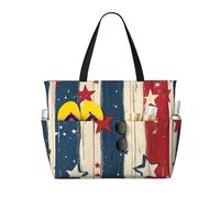 CSIVKEJ Bolsas de playa para mujer, bolsas de playa impermeables con cremallera, bolsa de piscina para viajes, vacaciones, Rojo Azul Estrellas 6, 45x38x17 cm