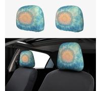 CSIVKEJ Fundas para reposacabezas de coche, 2 piezas, con estampado de flores de mandala, protector para reposacabezas de asiento de coche, compatible con la mayoría de los vehículos, accesorios