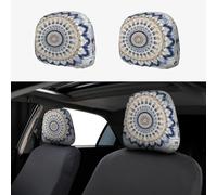 CSIVKEJ Fundas para reposacabezas de coche, 2 piezas, con estampado de flores de mandala, protector para reposacabezas de asiento de coche, compatible con la mayoría de los vehículos, accesorios