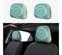 CSIVKEJ Fundas para reposacabezas de coche, 2 piezas, con estampado de flores de mandala, protector para reposacabezas de asiento de coche, compatible con la mayoría de los vehículos, accesorios