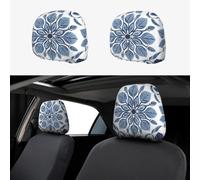 CSIVKEJ Fundas para reposacabezas de coche, 2 piezas, con estampado de flores de mandala, protector para reposacabezas de asiento de coche, compatible con la mayoría de los vehículos, accesorios