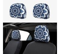 CSIVKEJ Fundas para reposacabezas de coche, 2 piezas, con estampado de flores de mandala, protector para reposacabezas de asiento de coche, compatible con la mayoría de los vehículos, accesorios