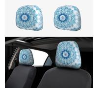 CSIVKEJ Fundas para reposacabezas de coche, 2 piezas, con estampado de mandala azul, protector para reposacabezas de asiento de coche, compatible con la mayoría de vehículos, accesorios interiores de