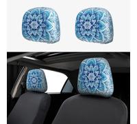 CSIVKEJ Fundas para reposacabezas de coche, 2 piezas, con estampado de mandala azul, protector para reposacabezas de asiento de coche, compatible con la mayoría de vehículos, accesorios interiores de