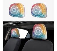 CSIVKEJ Fundas para reposacabezas de coche, 2 piezas, con estampado de mandala, protector para reposacabezas de asiento de coche, compatible con la mayoría de los vehículos, accesorios interiores de