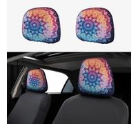 CSIVKEJ Fundas para reposacabezas de coche, 2 piezas, con estampado de mandala, protector para reposacabezas de asiento de coche, compatible con la mayoría de los vehículos, accesorios interiores de