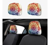 CSIVKEJ Fundas para reposacabezas de coche, 2 piezas, con estampado de mandala, protector para reposacabezas de asiento de coche, compatible con la mayoría de los vehículos, accesorios interiores de