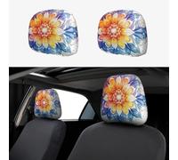 CSIVKEJ Fundas para reposacabezas de coche, 2 piezas, con estampado de mandala, protector para reposacabezas de asiento de coche, compatible con la mayoría de los vehículos, accesorios interiores de