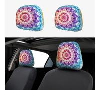 CSIVKEJ Fundas para reposacabezas de coche, 2 piezas, con estampado de mandala, protector para reposacabezas de asiento de coche, compatible con la mayoría de los vehículos, accesorios interiores de