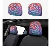 CSIVKEJ Fundas para reposacabezas de coche, 2 piezas, con estampado de mandala, protector para reposacabezas de asiento de coche, compatible con la mayoría de los vehículos, accesorios interiores de