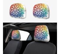CSIVKEJ Fundas para reposacabezas de coche, 2 piezas, con estampado de mandala, protector para reposacabezas de asiento de coche, compatible con la mayoría de los vehículos, accesorios interiores de