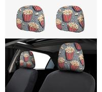 CSIVKEJ Fundas para reposacabezas de coche, 2 piezas, con estampado de palomitas de maíz, se adapta a la mayoría de los accesorios interiores de automóviles