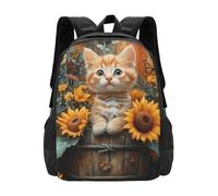 CSIVKEJ Mochila ligera para hombres y mujeres, para viajes diarios, viajes de negocios, senderismo, Cute Cats With Floral 14, Talla única