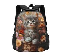 CSIVKEJ Mochila ligera para hombres y mujeres, para viajes diarios, viajes de negocios, senderismo, Cute Cats With Floral 13, Talla única