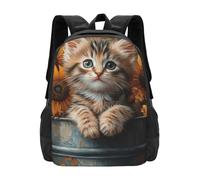 CSIVKEJ Mochila ligera para hombres y mujeres, para viajes diarios, viajes de negocios, senderismo, Cute Cats With Floral 2, Talla única