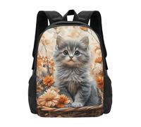 CSIVKEJ Mochila ligera para hombres y mujeres, para viajes diarios, viajes de negocios, senderismo, Cute Cats With Floral 7, Talla única