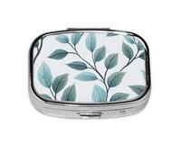 CSIVKEJ Pastillero cuadrado con 2 compartimentos con estampado azul, bolsillo decorativo, portátil, mini organizador de medicamentos de viaje