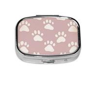 CSIVKEJ Pastillero cuadrado con estampado de patas de mascotas con 2 compartimentos, bolsillo decorativo, portátil, mini bolsa de viaje, medicina, tablet, organizador de vitaminas