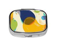 CSIVKEJ Pastillero cuadrado con estampado rojo y azul con 2 compartimentos, bolsillo decorativo, portátil, mini viaje, medicina, tablet, vitaminas, organizador