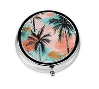 CSIVKEJ Pastillero redondo con 3 compartimentos, con estampado de árbol, portátil, organizador de medicamentos de viaje