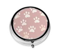 CSIVKEJ Pastillero redondo con estampado de patas de mascotas con 3 compartimentos, bolsillo decorativo, portátil, mini bolsa de viaje, medicina, tablet, organizador de vitaminas