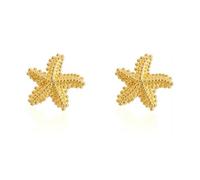 CSIYANJRY99 Pendientes de estrella de mar dorados para mujer, aretes gruesos de estrella de mar, joyería de playa de verano para mujer, Zinc, Sin piedra preciosa