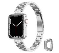 CSJCUBIC Metal band Compatible with Apple Watch Band 46mm 45mm 44mm 42mm 41mm 40mm 38mm for women Slim and Thin Stainless Steel Replacement Adjustabl