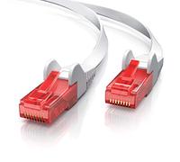 CSL - 10m Cable Plano de Red Gigabit Ethernet LAN Cat.6 RJ45-10 100 1000Mbit s - Slim Design - UTP - Compatible con Cat.5 Cat.5e Cat.7 - Conmutador Router módem Panel de Conexiones Punto - Blanco