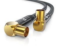 CSL - Cable de antena HDTV de 1 m con trenzado 8k 4k HDTV - Conector de antena (ángulo) a acoplamiento de antena (ángulo) - 135 dB 75 Ohm - Ángulo de 90° - DVB-T y DVB-T2 DVB-C DVB-S DVB-S2 Radio FM