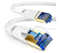 CSL - Cable de red (15 m, cat. 8, plano y fino, para conmutador, router, módem, PC, 40 Gbps, cat. 8, 15 m), color blanco