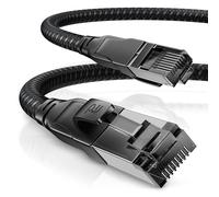 CSL - Cable de red CAT 8.1, 40 Gbit/s, 1 m, revestimiento de algodón, serie negra, cable LAN, cable de conexión RJ45, cable Ethernet CAT 8, cable Gigabit Ethernet, 40000 Mbits, apantallamiento S/FTP